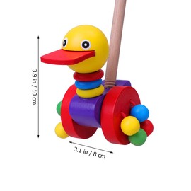 NUOBESTY Baby Wood Pushing Pull Toys Cartoon Animal Baby Walker Push Toy Baby Pull Along Toddler Learning Balance Walking Toys (Oblate Mouth Duck)