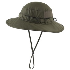 Connectyle UPF 50+ Men's Safari Hat, Wide Brim Sunscreen Hat, Fishing Hat, armygre
