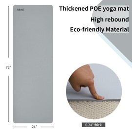 HAHE Non Slip Yoga Mat Thick (8MM,0.31"), POE Material High Rebound,Durable & Sweat Absorbent, for All Yoga Styles, Pilates & Home Floor Workouts (72" x 24") with Carrying Strap (Moon Shadow Grey)