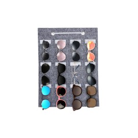 MplehDa Hanging Sunglasses Organiser Storage Sunglasses Holder 12 Compartments Dustproof Felt Sunglasses Storage Sunglasses Organiser Bag for Hanging Glasses