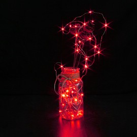 CYLAPEX 6 Pack Red Fairy String Lights Battery Operated Fairy Lights Firefly Lights Micro LED Starry String Lights on 3.3ft/1m Silvery Copper Wire for DIY Christmas Decoration Costume Wedding Party