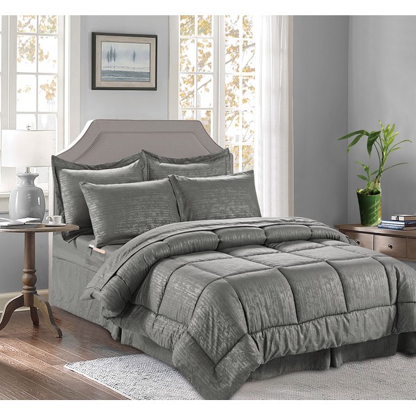 8-PIECE Bed-in-a-Bag Comforter - Silky Soft Bamboo Design Comforter,Bed Sheet