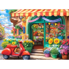 500 Piece Puzzles for Adult, Flower Shop Jigsaw Puzzles 500 Pieces for Adults Kids Senior, Motorcycle Adult Puzzle, Challenging Family Fun Puzzle Activity Game Gift for Friend 20.5 X 15 in