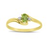 14k Yellow Gold Oval Peridot And Diamond Ring (Size 7.5)