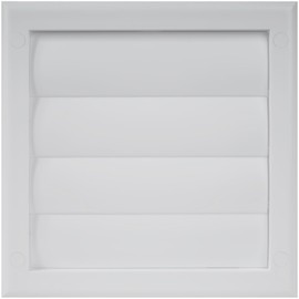 HVAC OV ø4" Inch White Square Exhaust Vent Cover- Louvered Dryer Duct Vent Cover - Vent Hood with Shutters - One-Directional Plastic Air Grille - Hidden Screw Holes