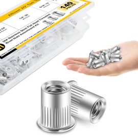 140Pcs Rivet Nut Rivet Nuts Assortment Kit, #8-32#10-24 1/4"-20 5/16"-18 3/8"-16, 304 Stainless Steel Hardware Nuts, Knurled Body Rivnut Kit, Nutsert Threaded Inserts for Wood & Metal by Mywish