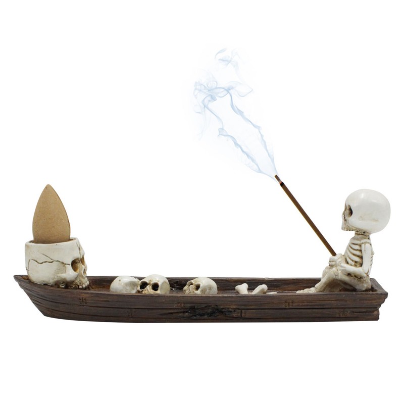 Skeleton Boat Incense Burner Holder Creative Incense Ash Catcher Tray