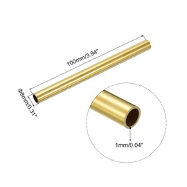 QUARKZMAN Brass Pipe 8 mm AD 1 mm Wall Thickness 100 mm Length Round Piping Hoses for Industry DIY Projects Pack of 2
