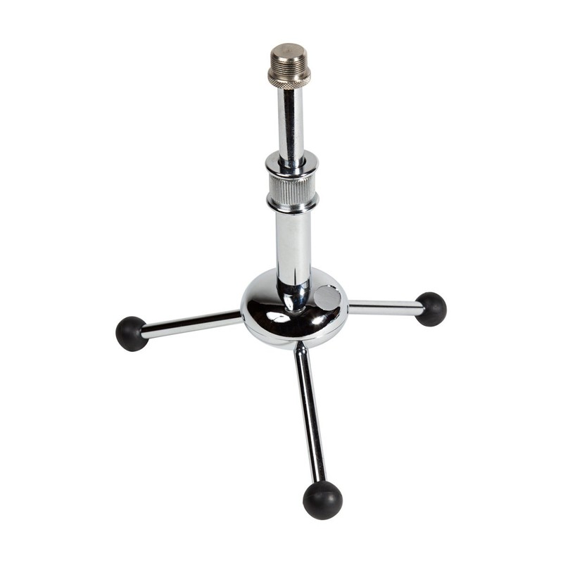 Chrome Mini Tabletop Tripod Microphone Stand - Adjustable Height