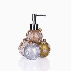 GreenDisplay Multicolor Christmas Ball Soap/Lotion Dispenser (Gold, Silver, Bronze and White Finish)