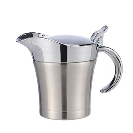 Stainless Steel 16oz Insulated Gravy Boat Creamer Dispenser with Lid, Double Wall Thermal Pitcher for Sauces and Cream-Based Desserts