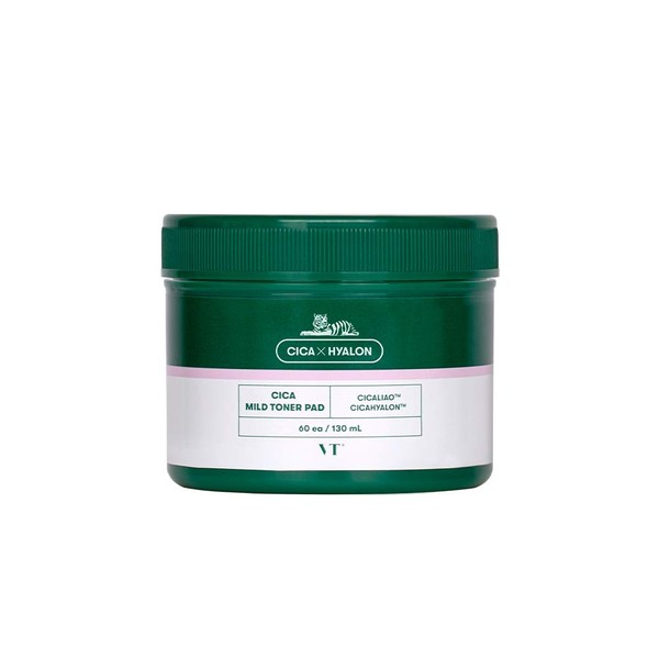 Cica Hyalon - Almohadilla de tóner suave 0,5% ácido salicílico, reparadora calmante, anti acné, cicatriz incluso tono de piel, 60 unidades / 130 ml