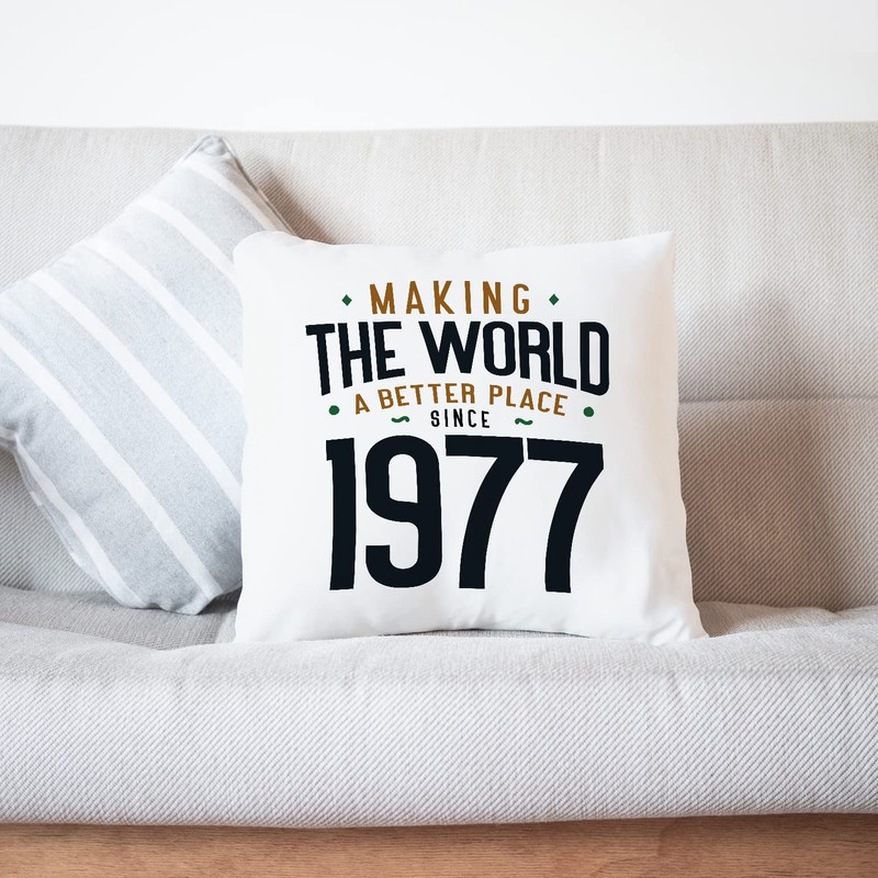 MUGFFINS 1977 Birthday Pillow Cushion Padding included - in English