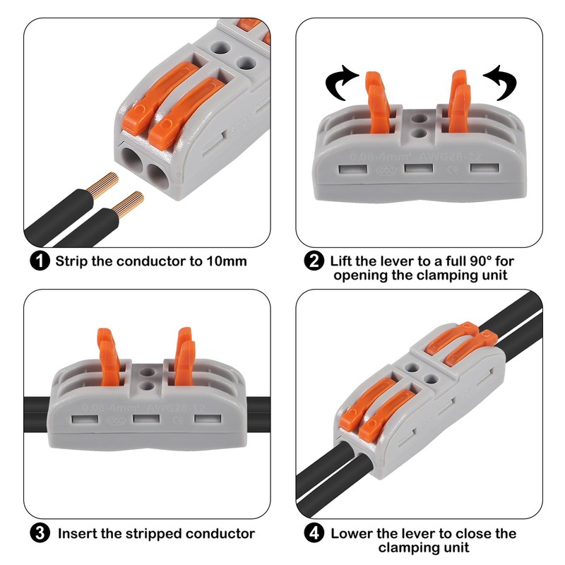 25PCS Lever Wire Connectors, Quick Connect Wire Splice Connectors Compact