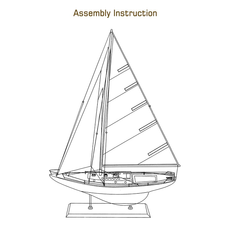 SAILINGSTORY Wooden Sailboat Decor Yacht Model Ship with Antique Finish