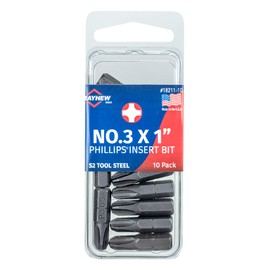 Mayhew Tools 18211-10 USA Phillips Insert Bit, No. 3 x 1", 10-Pack