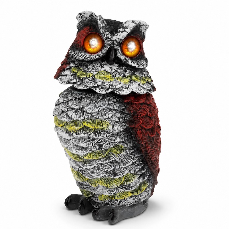 Solar Owl Garden Statue for Outdoor Decor – Rotating Head