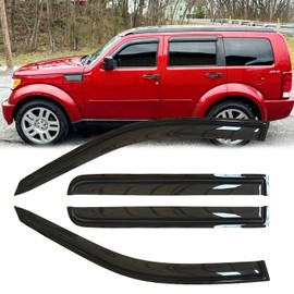 4pcs Original Shatterproof Rainproof Side Window Wind Deflectors for Dodge 2007-2012 Nitro,Tape-on Rain Guards Sets,Nice Looking Window Visors for Cars,Vent Deflector 94307