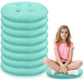 Fumete 8 Pcs 16 Inch Round Floor Cushions for Kids and Toddlers, Flexible Seating Classroom Furniture Floor Pillow for Home, Daycare, Preschool, Yoga and Meditation (Mint Green)