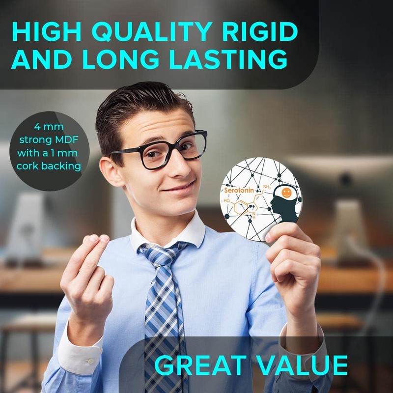 1 x Round Jumbo Size Coaster 12cm Serotonin Hormone Joy