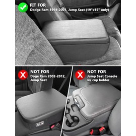 KBH Center Console Armrest Cover for Dodge Ram 1500 2500 3500 1994-2001, 19"x15" Jump Seat, Vinyl Leather Interior Accessories, Anti-Scratch, Black