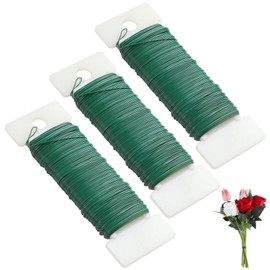 CCINEE 22 Guage White Floral Wire,3 Rolls White Florist Paddle Wires for Flower Arrangment, Christmas Wreath Making Garland Decoration Supply