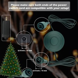 Goodsby 8 Lights Mode Power Cord 6 FT On/Off Foot Switch Compatible Replacement for Christmas X-Mas Tree Lights, Holiday Lighting, LED String Light Raintight 5/8 inch Connector Indoor (8 Lights Modes)