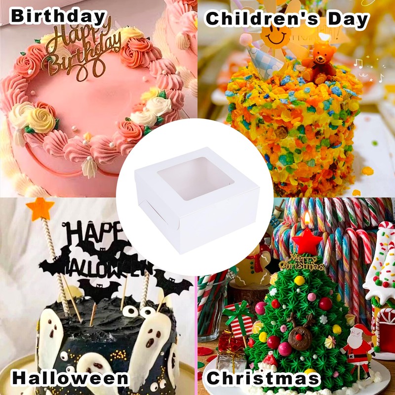 Zzrywuty 10x10x5 Inches Cake Box with Cake Board Set (40Pcs,