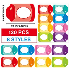 120Pcs Back to School Crayon Name Tags Sticker Classroom Decorations Self Adhesive Desk Name Plates Label Colorful Crayon Themed Classroom Bulletin Board Decor for Kid Teacher School Nursery Supplies