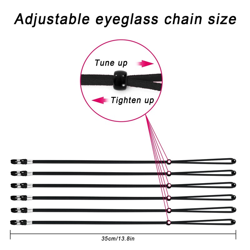 VOOGLASS Glasses Strap(6 PCS) Sports Eyeglass Strap,Adjustable Sunglasses Lanyard Neck