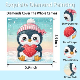tigdtiu 4 Pack Diamond Painting Kits for Kids Beginner - DIY 5D Full Drill Diamond Art Kits for Christmas, Cute Animals Round Crystal Rhinestone Gem Art Crafts Home Wall Art Decor 5.9 x 5.9 Inches