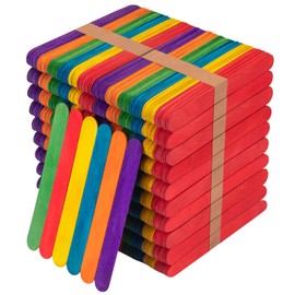 WISYOK 1000 Pcs 6" Colored Jumbo Craft Sticks - Wooden Rainbow Popsicle & Wide Lollipop Sticks, Ideal for DIY Crafts & Children's Education