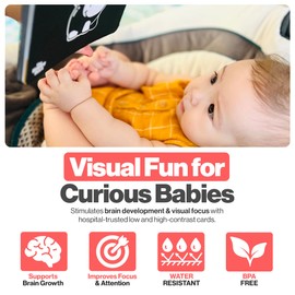 Happy Start High Contrast Baby Cards for Newborns - Black & White Cards, Water-Resistant, BPA-Free, Portable Educational Flashcards for Visual Stimulation, Award-Winning, Ages 0+(English & Vietnamese)