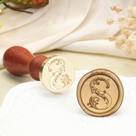 Letter Wax Seal Stamp Kit, SWANGSA 3D Floral Initial Alphabet S Sealing Stamp and 200pcs Sealing Wax Beads Kit for Wedding Invitations Cards Envelopes