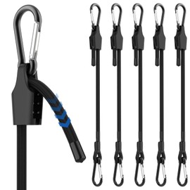 MILYARD 6 Pcs 60 Inch Adjustable Bungee Cord with Hooks, Easy to Adjust from 7" to 60", Heavy Duty Outdoor Carabiner Bungee Cord for Cargo Bike Luggage Carts Truck (Black)