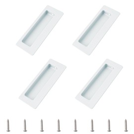 MOROBOR 4PCS Rectangular Recessed Concealed Handle, Embedded Design Sliding Door Handle with Screws, Stainless Steel Cabinet Pulls for Wardrobe Drawer Pulls (White)
