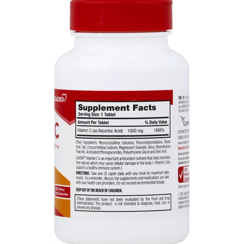 Leader Vitamin C Dietary Supplement Caplets 1000 mg Immune System