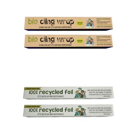 Eco Green Living Plastic Wrap & Aluminum Foil Bundle 30cm, Extra Strong, Lightweight & Heavy Duty Food Wrap 2 x 11.81 in, Extra Thick Aluminium Foil for Food Preservation 2 x 3.94 in