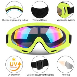 COOLOO Ski Goggles, 2 Pack Snow Goggles Snowboard Goggles for Men Women Kids - UV Protection Foam Anti-Scratch Dustproof
