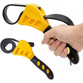 Strap Wrench Set Adjustable Rubber Belt Wrench for Oil Filter Wrench Set, Jar Opener, Fit Shower Head/Water Filter 4" (Small) & 6"(Large), Pack of 2