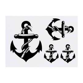 Azeeda 4 x 'Bootsanker' Temporäre Tattoos - Wasserfest, Hautfreundlich & Ungiftig · Transfers in Verschiedenen Größen (TO00074284)