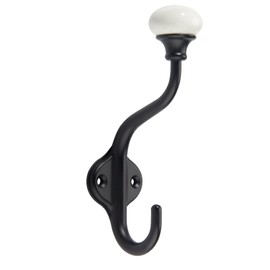 TUNNY Coat Hooks - 5 Pack Matte Black Towel Hooks Robe Hooks Decorative Wall Hooks for Bathroom Bedroom Kitchen Towel Robe Clothes Cabinet Closet Bathroom Hardware