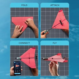 POWERUP 4.0 The Next-Generation Smartphone Controlled Paper Airplane Kit, RC Controlled. Easy to Fly with Autopilot & Gyro Stabilizer. for Hobbyists, Pilots, Tinkerers