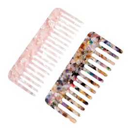 2 Pcs Large Hair Detangling Comb Wide Tooth Comb Shower Curl Comb Hairdressing Styling Comb No Handle Comb for Long Thick Hair Pink Colorful
