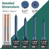 EASTPUK 200Pcs Concrete Screws Anchors with Drill Bit, 3/16" 1/4"