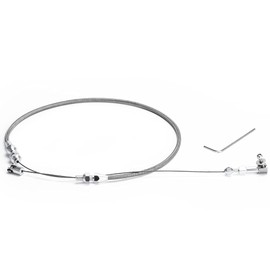 PQY 24" Univeral Throttle Cable Kit Stainless Steel Braided Adjustable Automotive Accelerator Cable Covering Locking Kit