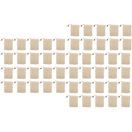 50 Bolsas de, Bolsa Ahorro de de Sisal Natural, Bolsa de Ahorro de Exfoliante Reutilizable con Cordón, Soporte Espumoso y Secado para Ducha Depurador (Cuentas de color café)