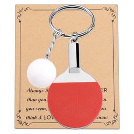 FUSTMW Table Tennis Gifts Keychain Ping Pong Lovers Gifts Ping Pong Player Team Gift Ping Pong Paddle Keychain Sports Keyring (Silver)