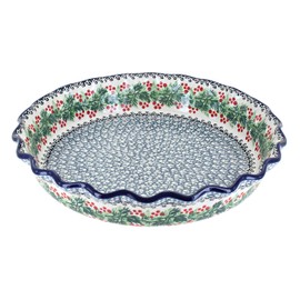 Blue Rose Polish Pottery Noelle Pie Plate