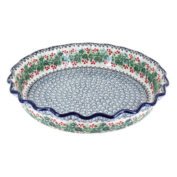 Blue Rose Polish Pottery Noelle Pie Plate